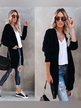 VICI Pale September Pocketed Knit Cardigan